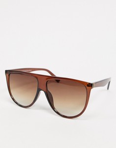 Коричневые солнцезащитные очки в крупной оправе SVNX-Коричневый