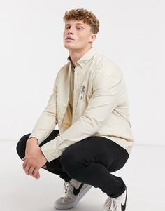 Светло-бежевая оксфордская рубашка oversized в стиле 90-х с вышивкой на груди ASOS DESIGN-Бежевый