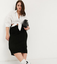 Черная юбка миди в рубчик In The Style Plus x Lorna Luxe copenhagen-Черный
