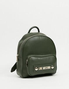 Темно-зеленый рюкзак с шарфом Love Moschino