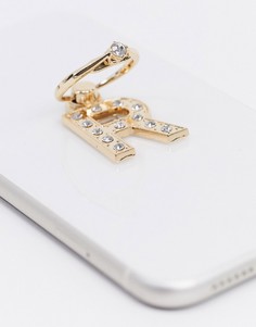 Кольцо для телефона с буквой "R" ASOS DESIGN-Золотой