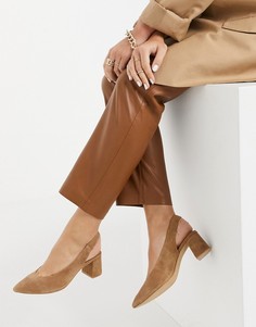 Замшевые туфли с ремешком на пятке коричневого цвета Vero Moda-Коричневый