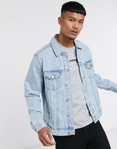 Голубая джинсовая куртка Bershka-Синий