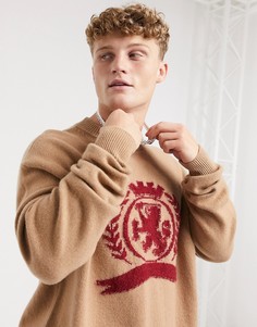 Джемпер с круглым вырезом и фирменным гербом Tommy Hilfiger Collections-Коричневый