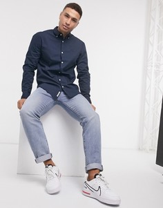 Поплиновая рубашка с длинными рукавами Original Penguin-Темно-синий