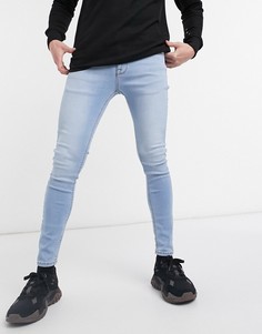 Голубые эластичные джинсы с напылением ASOS DESIGN-Синий