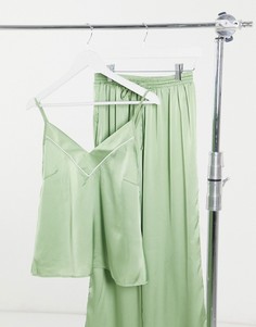 Шалфейно-зеленый атласный топ от пижамы ASOS DESIGN