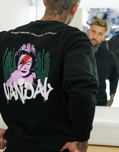 Черный oversized-свитшот с принтом Banksy на спине ASOS DESIGN
