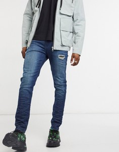 Темно-синие джинсы скинни с рваной отделкой ASOS DESIGN-Синий