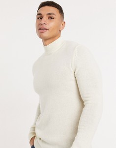 Кремовый джемпер-водолазка из овечьей шерсти ASOS DESIGN