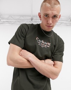 Футболка цвета хаки с принтом на груди Carhartt WIP-Зеленый