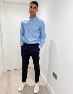 Рубашка с воротником-стойкой и длинными рукавами Calvin Klein-Синий