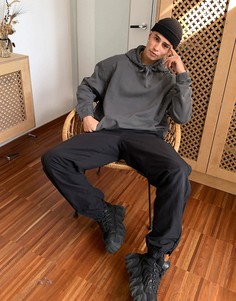 Черный выбеленный худи в стиле oversized с нижним краем без кулиски от комплекта ASOS DESIGN
