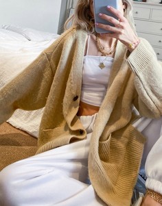 Удлиненный кардиган бежевого цвета Topshop-Светло-коричневый
