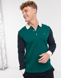 Зеленая/темно-синяя рубашка в стиле колор-блок Farah Hearsall-Зеленый