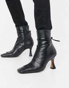 Черные кожаные ботинки на каблуке ASOS DESIGN Ryder-Черный