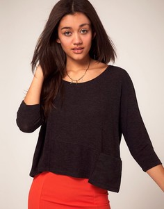 Oversized-топ с карманом Vero Moda-Серый