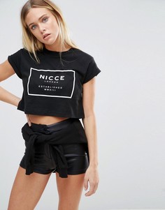 Укороченная футболка с логотипом Nicce London-Черный