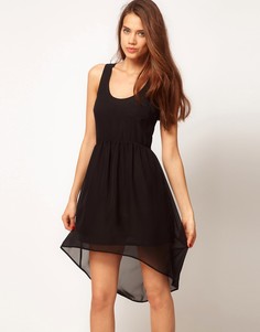 Шифоновое платье асимметричной длины ASOS-Черный