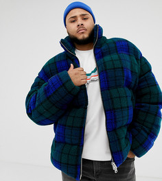 Дутая куртка в синюю клетку ASOS DESIGN Plus-Синий