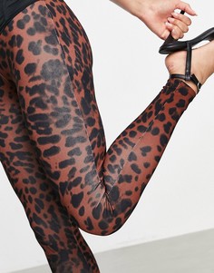 Леггинсы со звериным принтом ASOS DESIGN-Коричневый