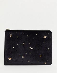 Черный чехол для 13-дюймового ноутбука с золотистым космическим принтом Skinnydip