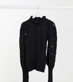 Черный джемпер с ажурными рукавами и воротником ASOS DESIGN Tall