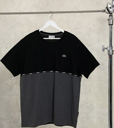 Черно-серая футболка с лентой Lacoste-Черный