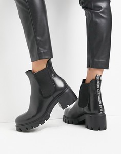 Черные кожаные ботинки челси на массивной подошве Steve Madden Forza-Черный