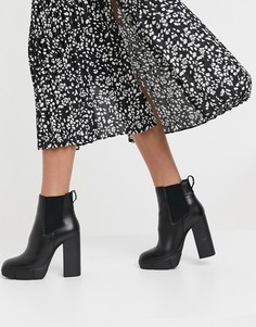 Черные кожаные ботинки-челси на каблуке Steve Madden Revised-Черный