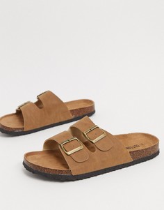Коричневые сандалии с двумя пряжками Cotton On-Коричневый Cotton:On