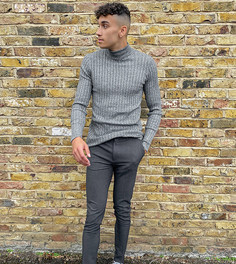 Темно-серые супероблегающие строгие брюки ASOS DESIGN Tall-Серый
