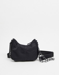 Черная сумка на плечо из искусственной кожи с цепями в стиле 90-х ASOS DESIGN-Черный