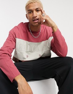 Удлиненная oversize-футболка в стиле колор блок с принтом ASOS DESIGN-Мульти