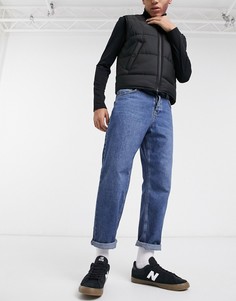 Темно-синие выбеленные свободные суженные книзу джинсы ASOS DESIGN-Синий