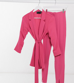 Трикотажный пиджак пурпурного цвета с запахом ASOS DESIGN Tall-Розовый