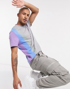 Свободная футболка со вставками и принтом на груди ASOS DESIGN-Мульти