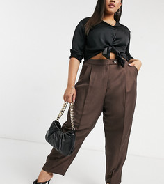 Свободные коричневые брюки ASOS DESIGN Curve-Коричневый