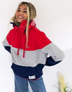 Худи в стиле колор-блок с воротом-трубой и короткой молнией Tommy Jeans-Мульти