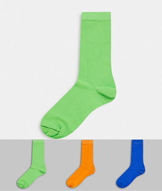 Набор из трех пар носков до щиколотки синего, оранжевого и зеленого цвета ASOS DESIGN-Мульти