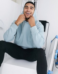 Худи из вафельного трикотажа светло-синего цвета Topman-Синий