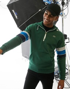 Худи зеленого цвета с полосками на рукаве Lacoste-Зеленый