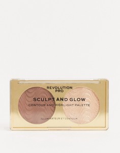 Палетка из двух тонов для контуринга и хайлайтинга Revolution Pro Sculpt and Glow - Savanna Nights-Мульти
