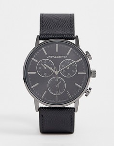 Классические часы с черным ремешком из искусственной сафьяновой кожи ASOS DESIGN-Черный