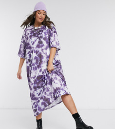 Платье-футболка миди в стиле oversized с принтом New Girl Order Curve-Фиолетовый