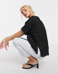 Черная футболка с отворотами на рукавах ASOS DESIGN-Белый