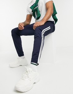 Темно-синие спортивные брюки с белыми полосками по бокам Lacoste-Темно-синий