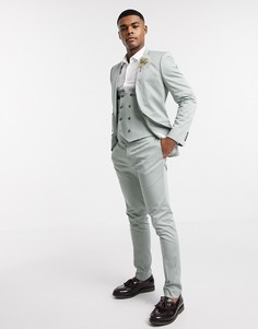 Зеленые супероблегающие брюки из эластичной хлопковой ткани ASOS DESIGN-Зеленый