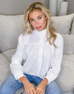 Белая блузка из мягкого денима с воротником-стойкой ASOS DESIGN-Белый