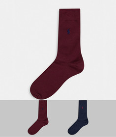 Набор из 2 пар носков темно-синего / бордового цвета с логотипом игрока Polo Ralph Lauren-Темно-синий